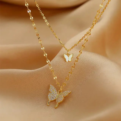Layered Gold Butterfly Necklace