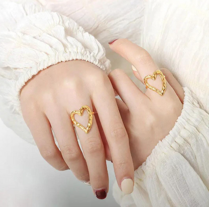 Textured Open Heart Ring