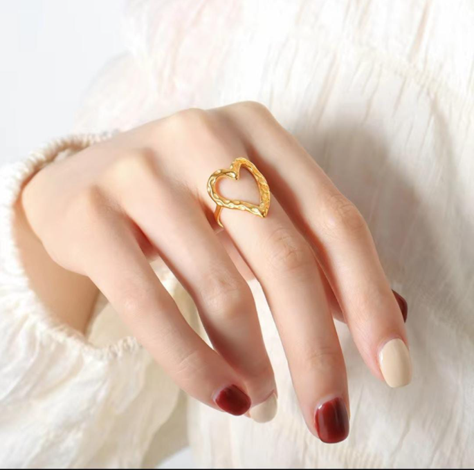 Textured Open Heart Ring