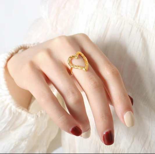 Textured Open Heart Ring