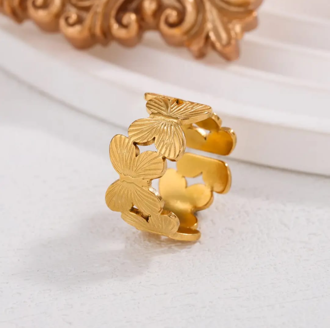 Butterfly Pattern Gold Ring