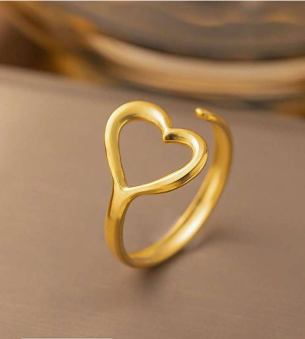 Minimalist Open Heart Gold Ring