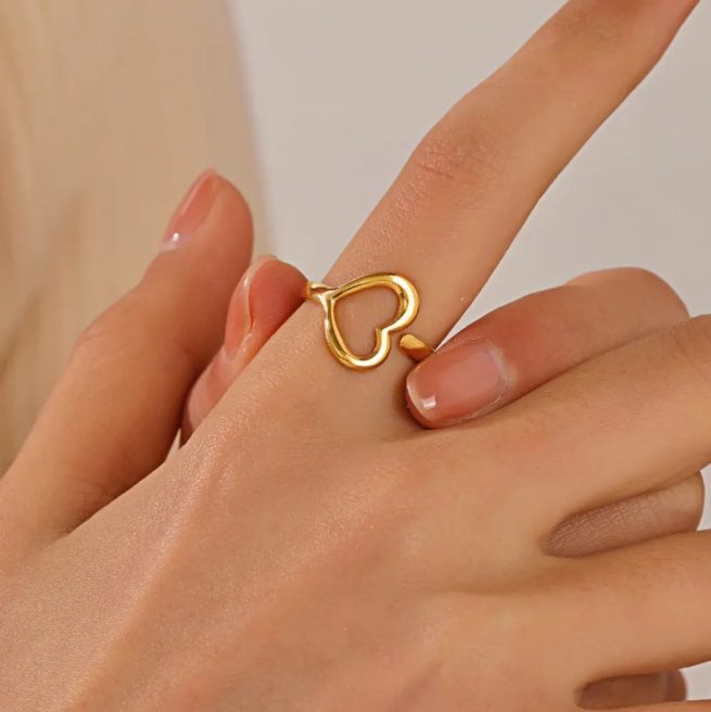 Minimalist Open Heart Gold Ring