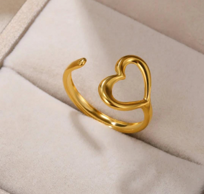 Minimalist Open Heart Gold Ring