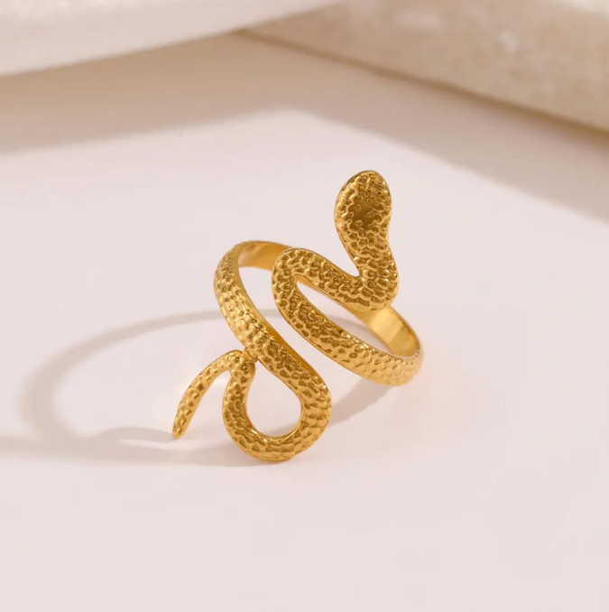 Textured Gold Snake Ring