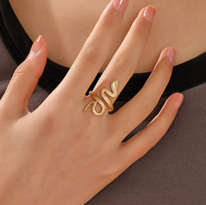 Textured Gold Snake Ring