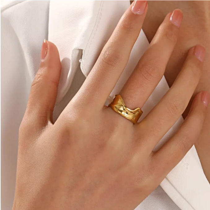 Gold Ripple Ring