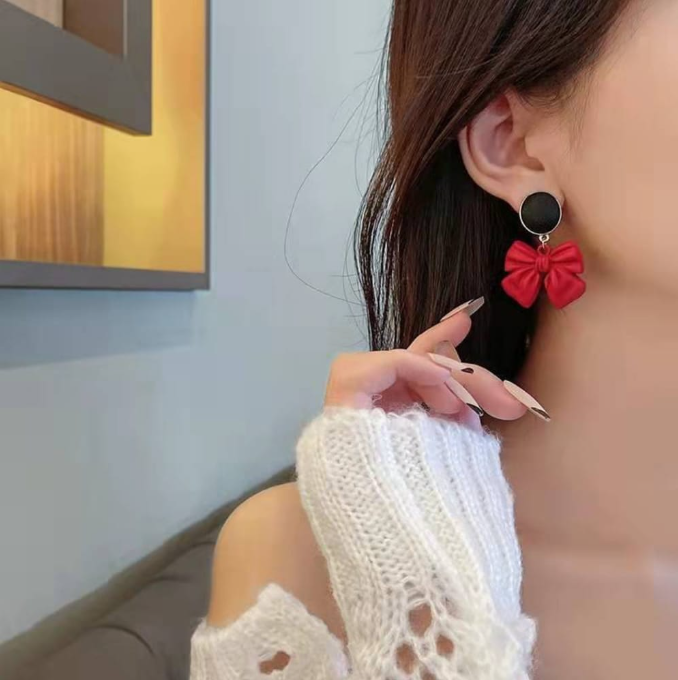 Bold Red Bow Earrings