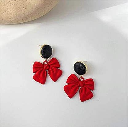 Bold Red Bow Earrings