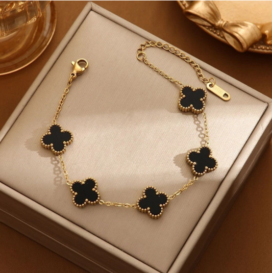 Black Lucky Clover Bracelet