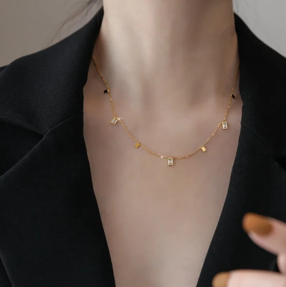 Square Geometric Charms Necklace
