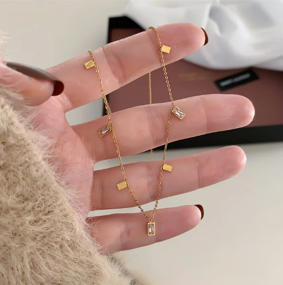 Square Geometric Charms Necklace