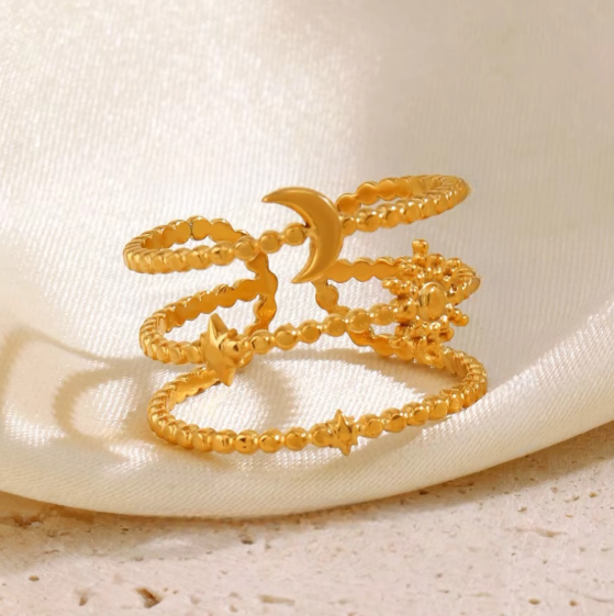 The Moon, Stars & Sun Three Layer Ring