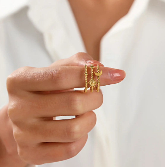 The Moon, Stars & Sun Three Layer Ring