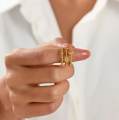 The Moon, Stars & Sun Three Layer Ring
