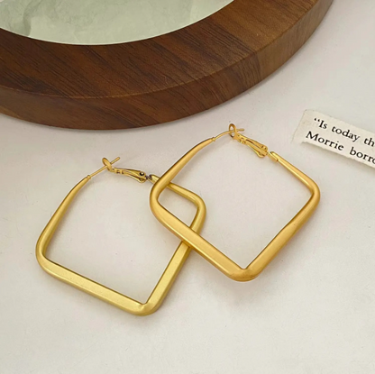 Big Square Gold Color Hoop Earrings