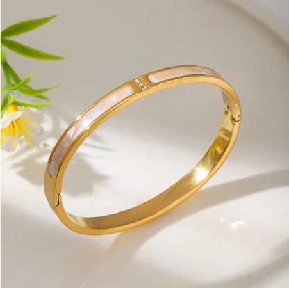 White Fritillary Shell Bangle Bracelet