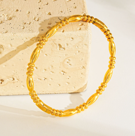 Beaded Bamboo Style Bangle Bracelet