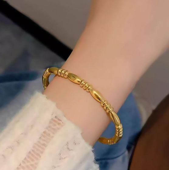 Beaded Bamboo Style Bangle Bracelet