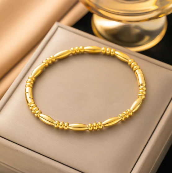 Beaded Bamboo Style Bangle Bracelet