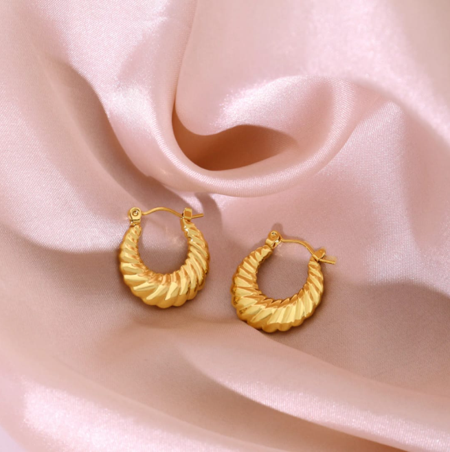 Chunky Textured Gold Hoop Earrings