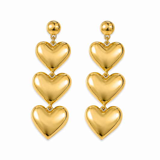 Triple Heart Drop Earrings1