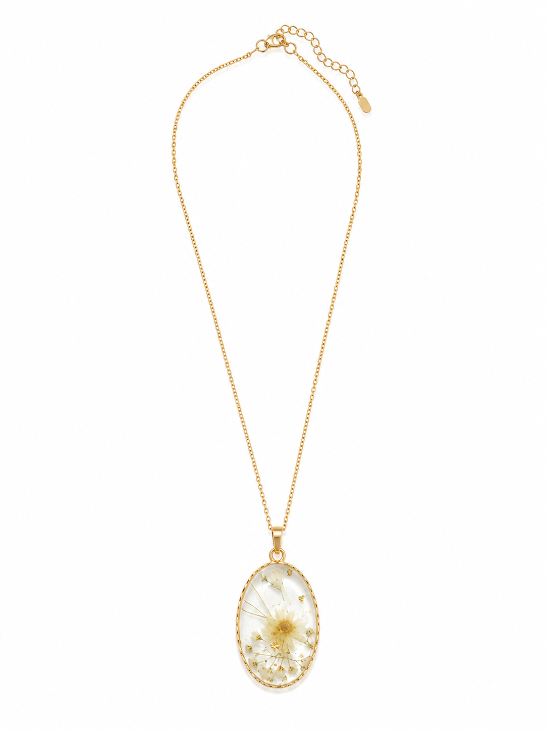 White Daisy Flower Resin Necklace