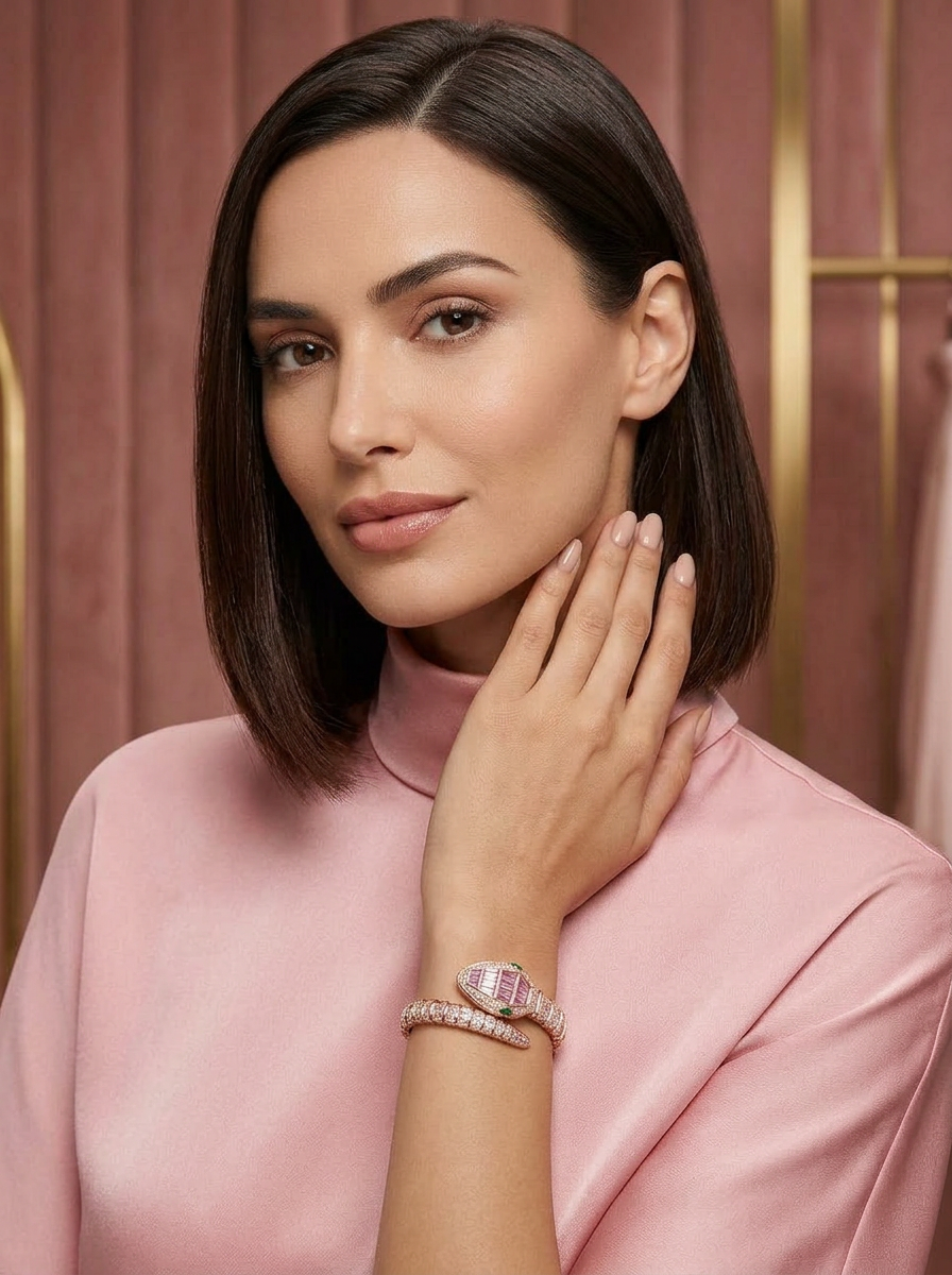 Pink Snake Watch Bracelet - Lifestyle