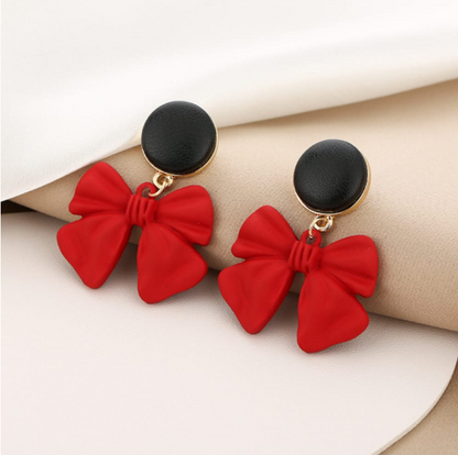 Bold Red Bow Earrings