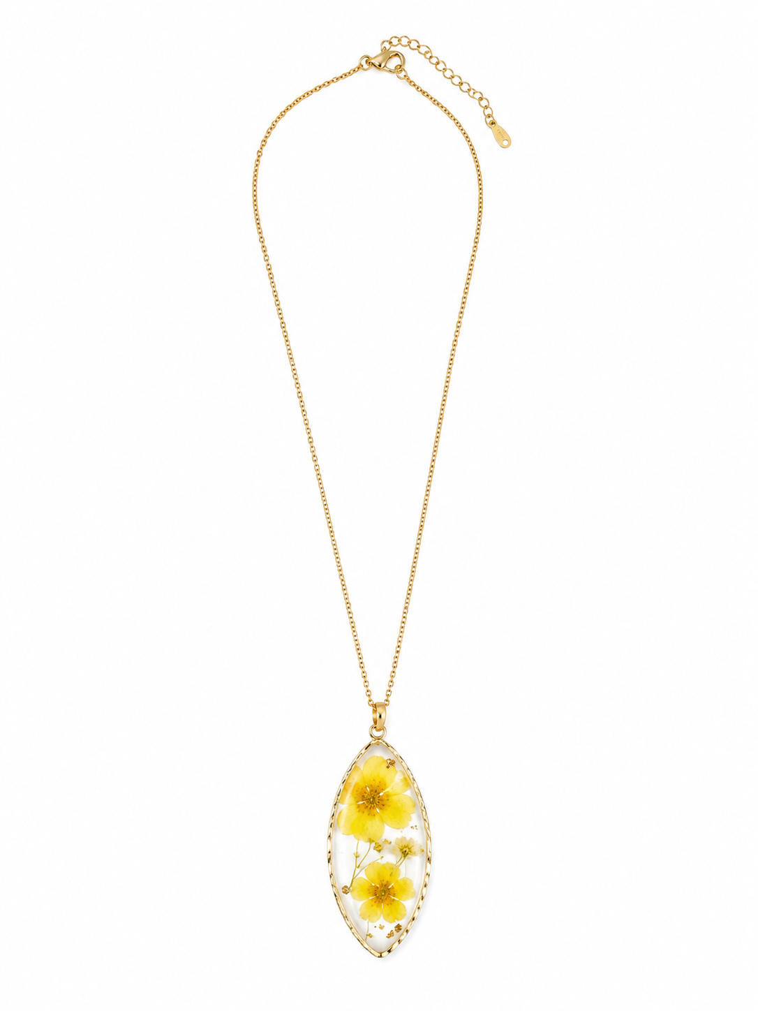 Yellow Daisy Flower Resin Necklace