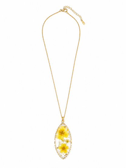Yellow Daisy Flower Resin Necklace