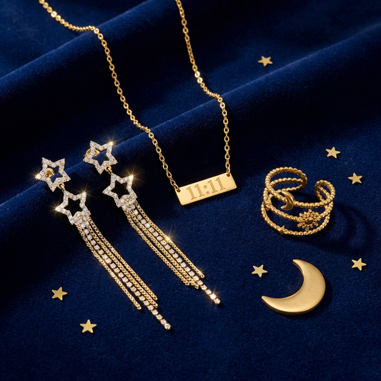 Cosmic 11:11 - Necklace, Earrings & Ring Combo - Complete Set