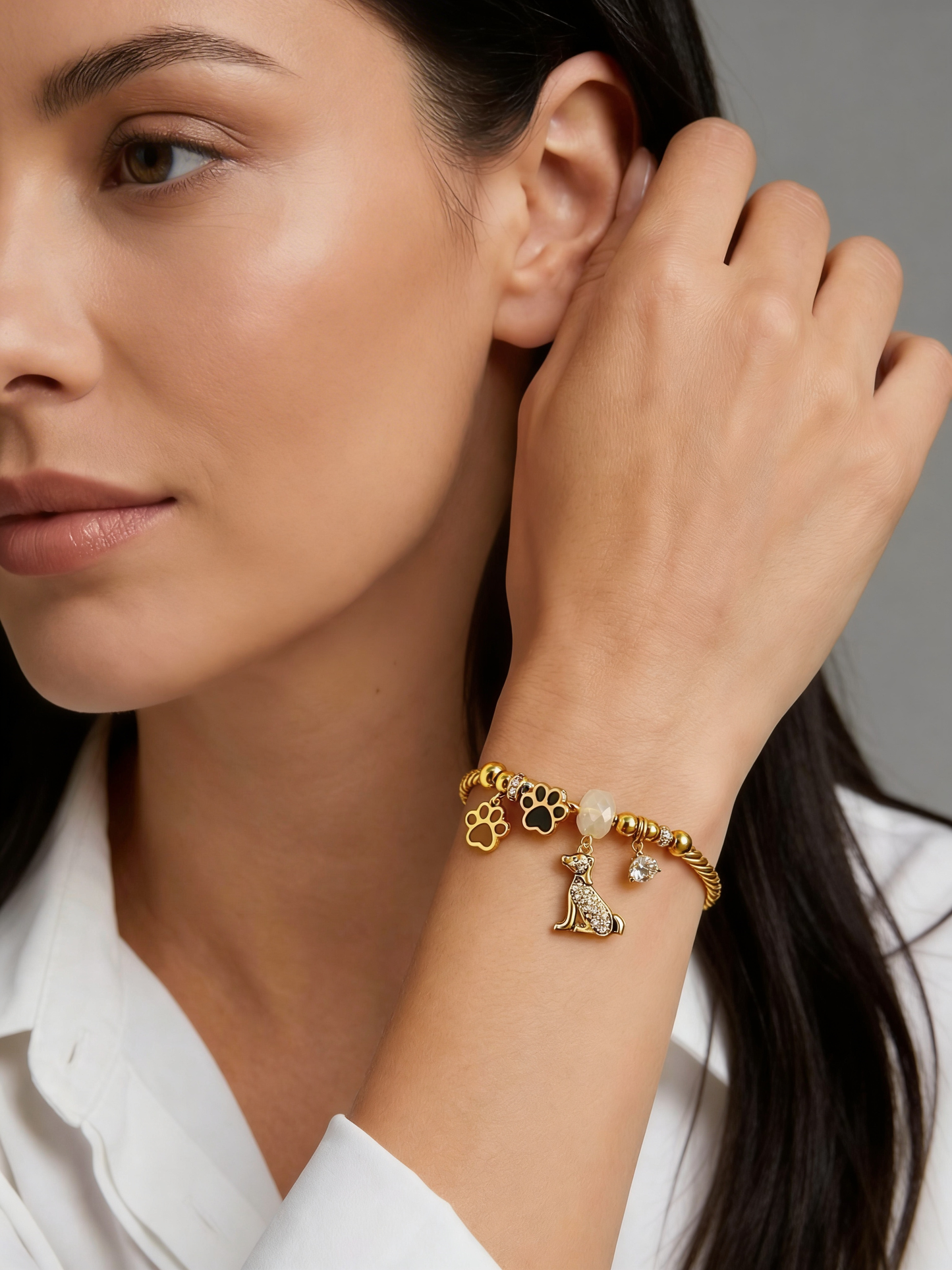 Dog Charm Bracelet - On Model Wrist