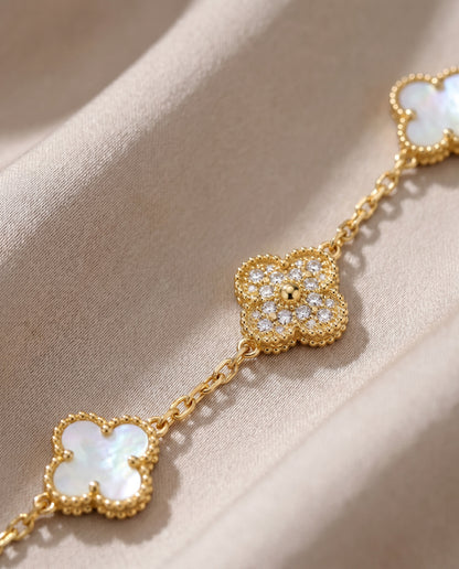 Mother-of-Pearl Clover Bracelet - close-up detail