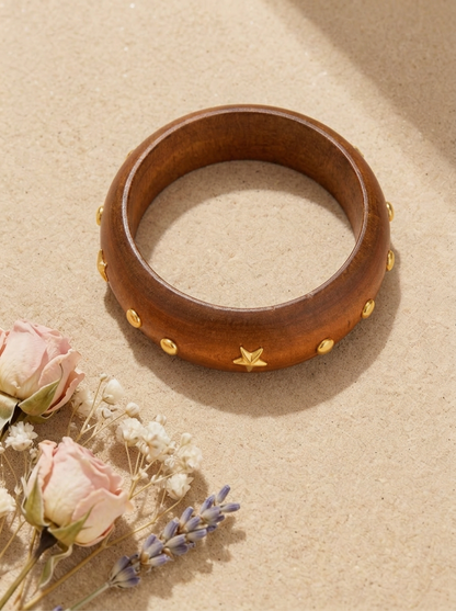 Wooden Star Bangle - Close Up