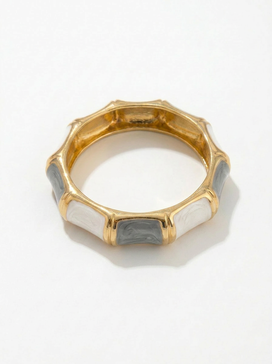 Gold White and Grey Bamboo Bangle - Product Shot