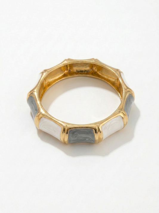 Gold White and Grey Bamboo Bangle - Product Shot