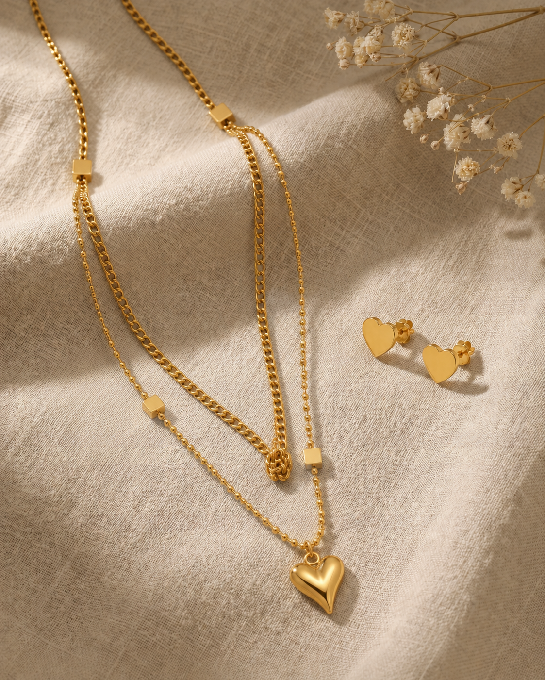 Heart Double Necklace Set - detail view