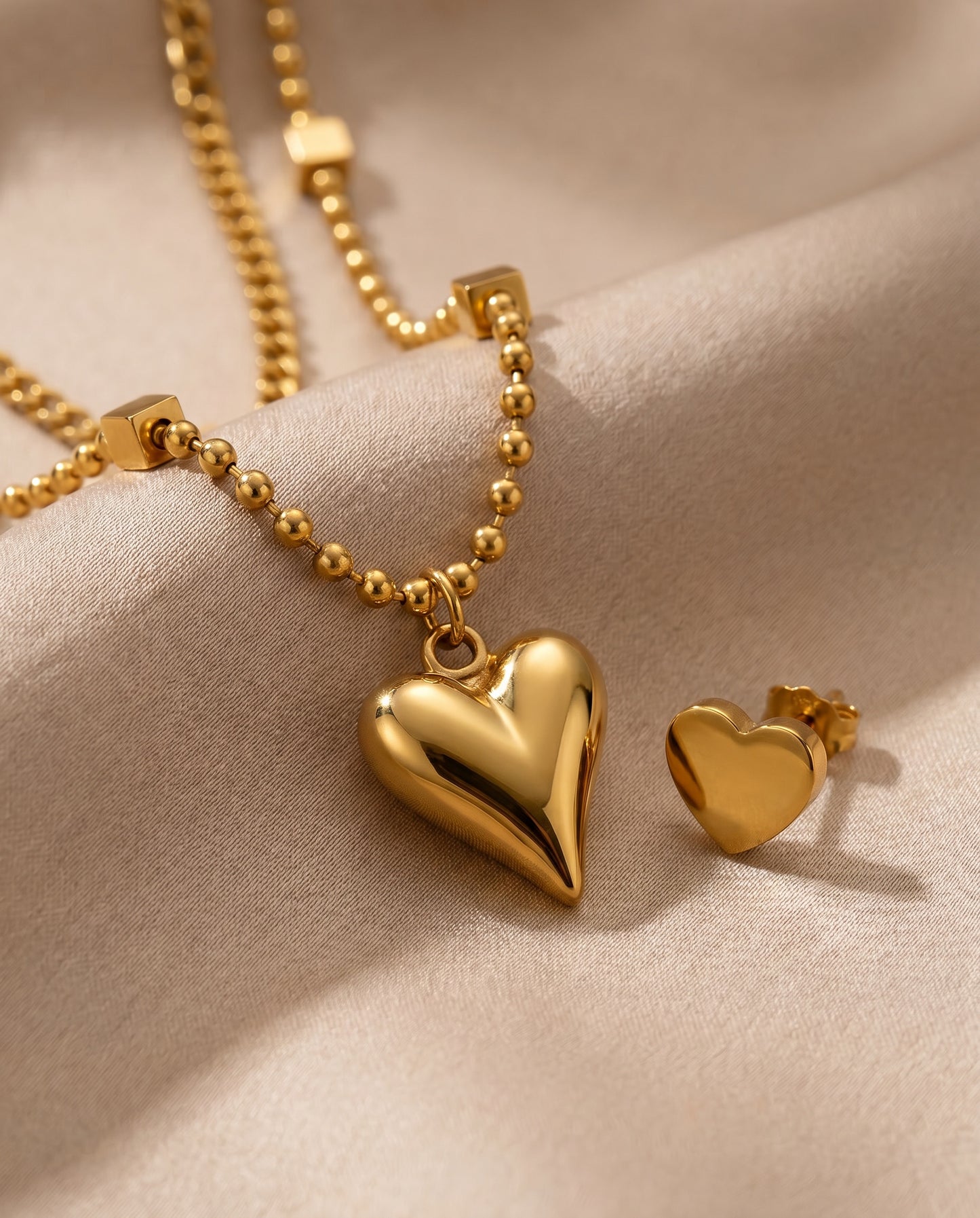 Heart Double Necklace Set - styled view