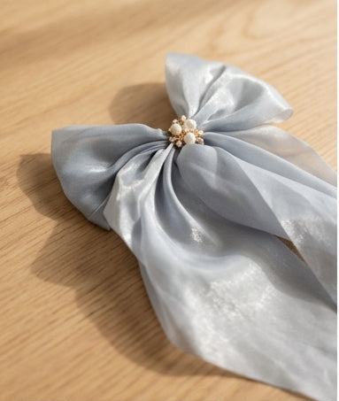 Luxe Pearl Satin Bow Hair Clips
