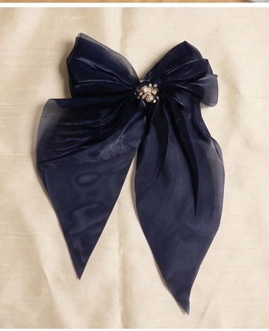 Luxe Pearl Satin Bow Hair Clips