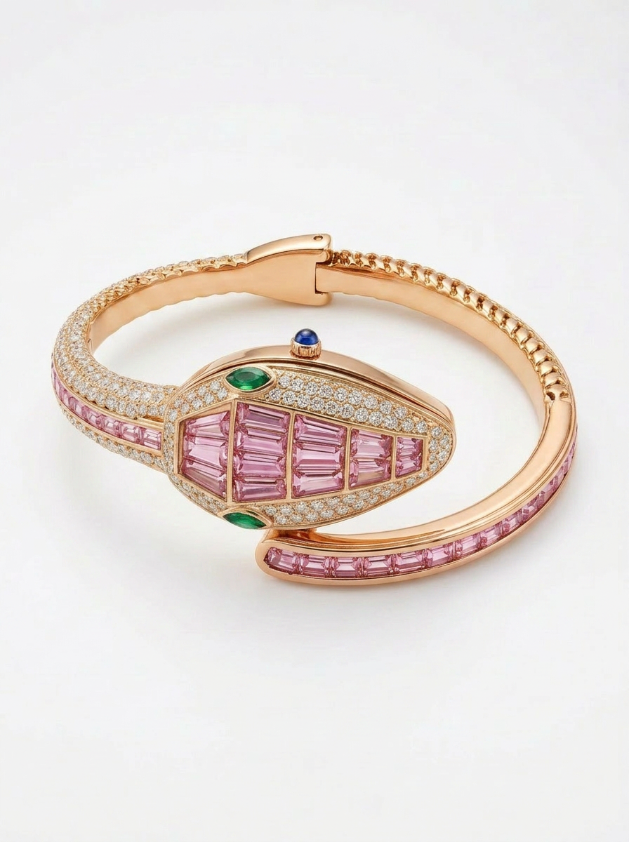 Pink Snake Watch Bracelet