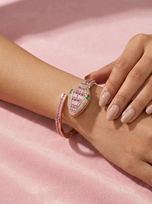 Pink Snake Watch Bracelet - On Model Wrist