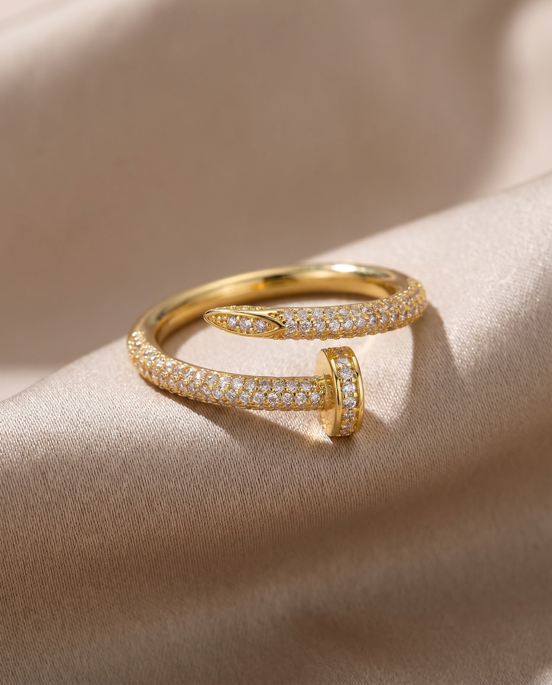 Pave Nail Wrap Ring - close-up detail