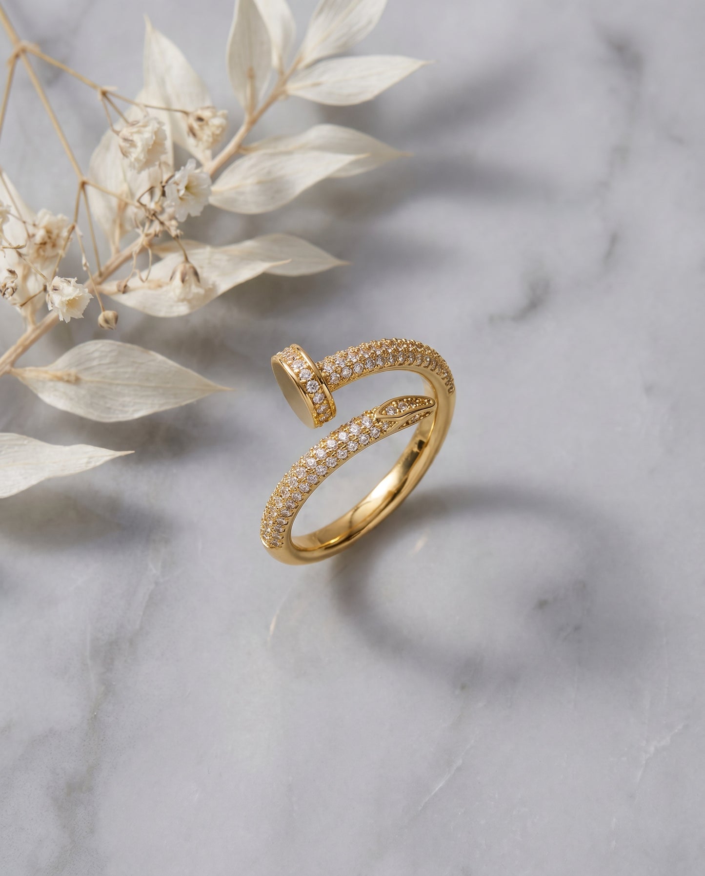 Pave Nail Wrap Ring - styled flat lay