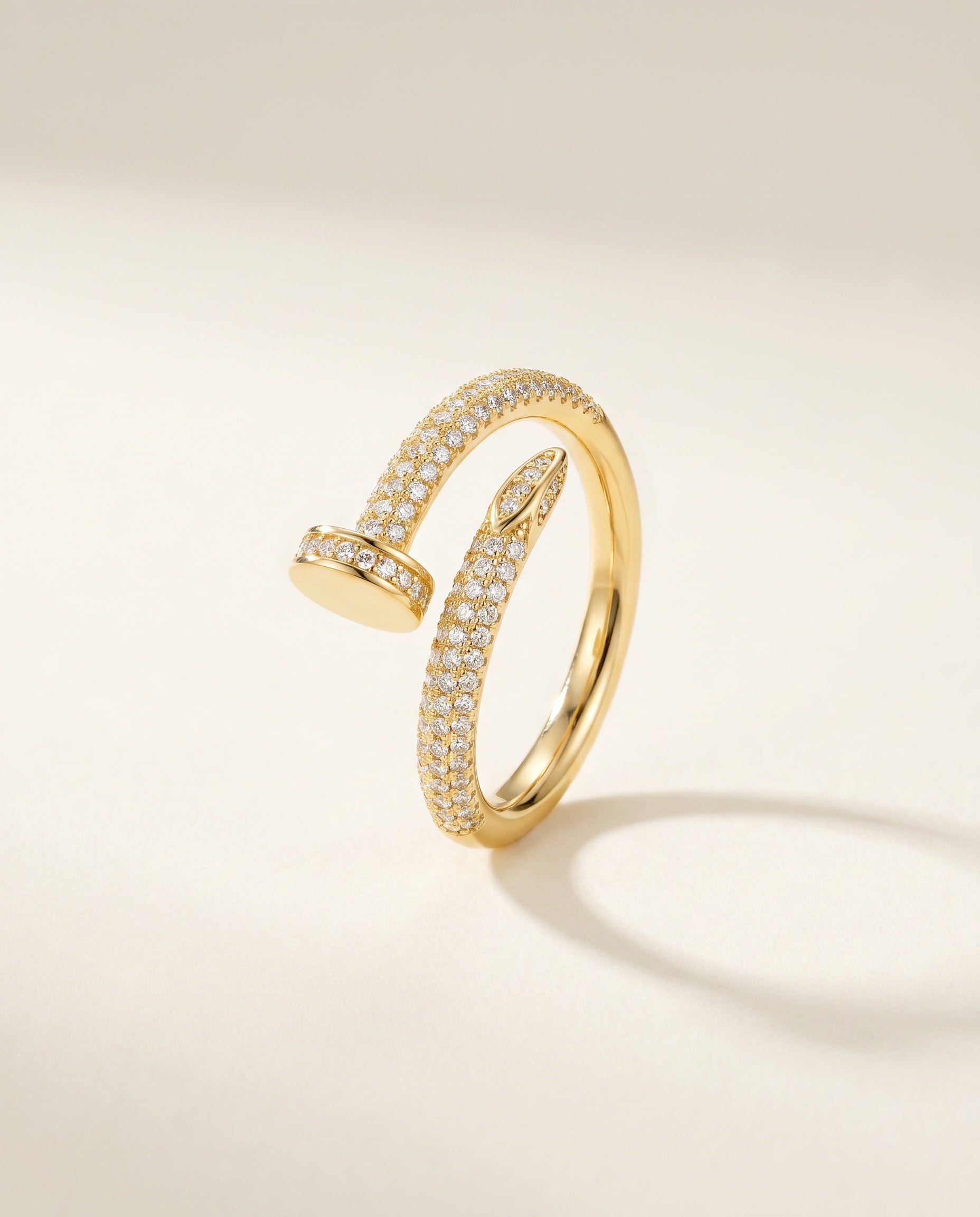 Pave Nail Wrap Ring - gold wrap-around ring with full pave crystals