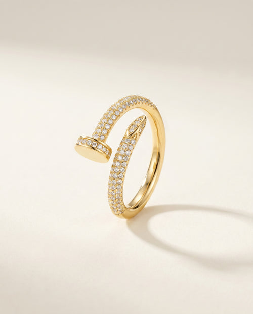 Pave Nail Wrap Ring - gold wrap-around ring with full pave crystals