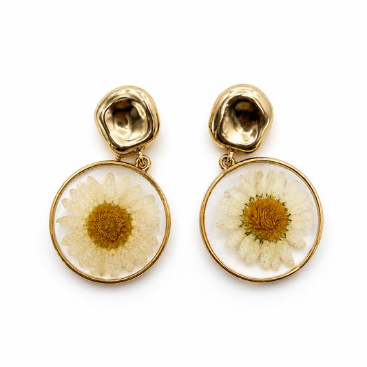 White Flower Resin Earring