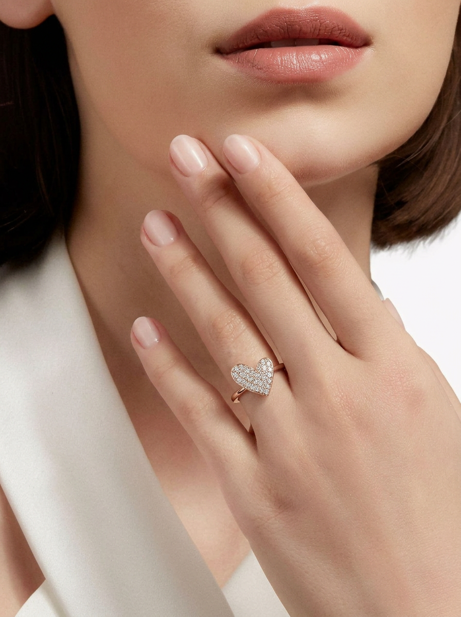 Asymmetric Heart Ring - On Model