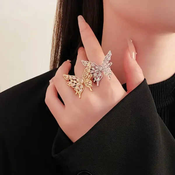 Gold & Silver Trendy Butterfly Ring